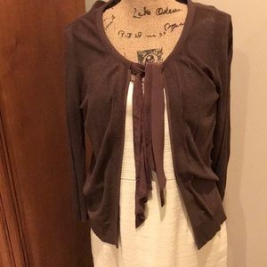 Brown cardigan with front tie detail